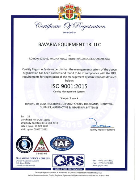 Bavaria Iso Certificate